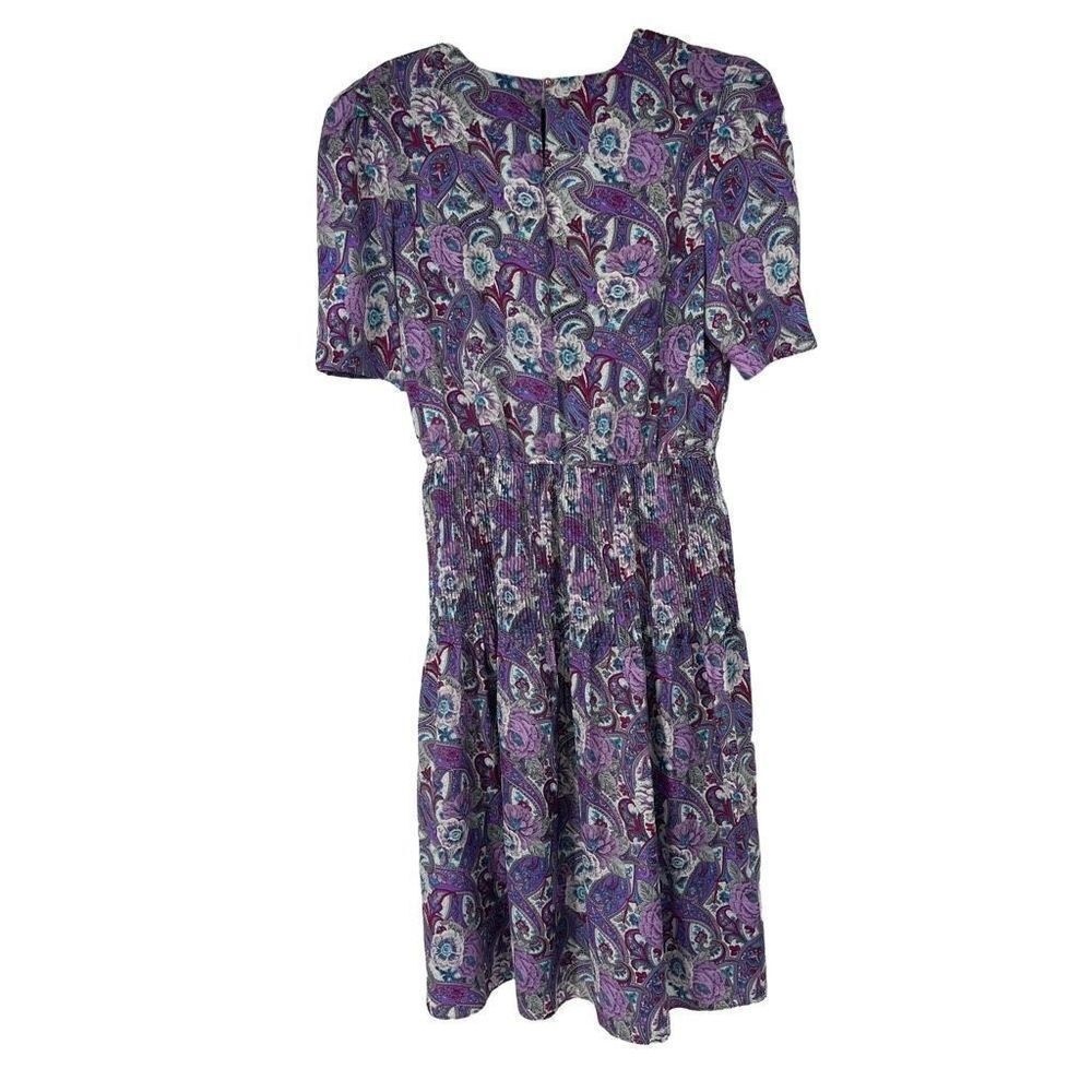 Vintage‎ Purple Paisley Floral Secretary Dress Womens M